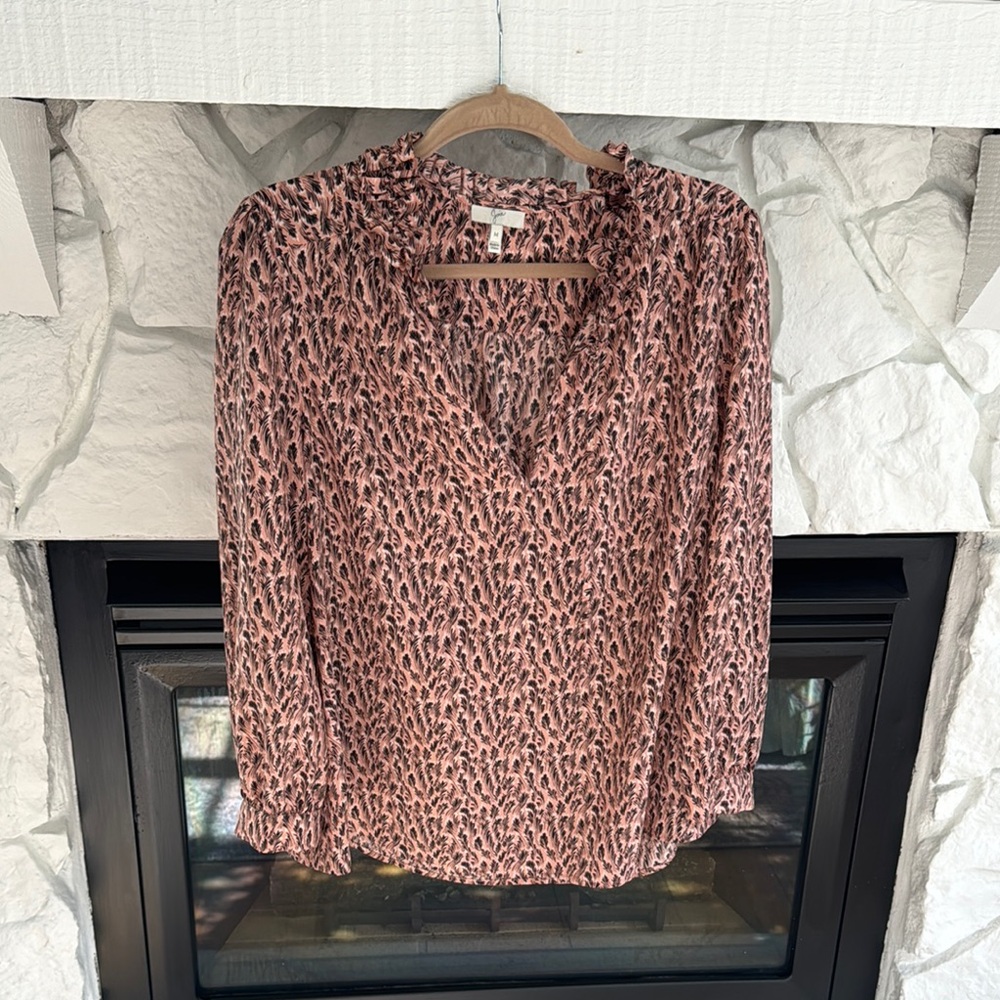 Joie Pink and White Wrap Blouse